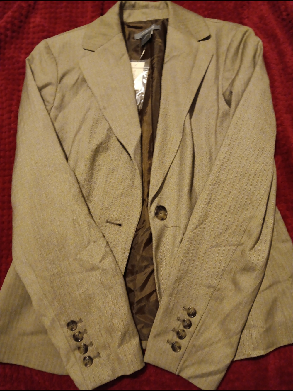 Ann Taylor Light Gray Pinstripe Single-Button Blazer